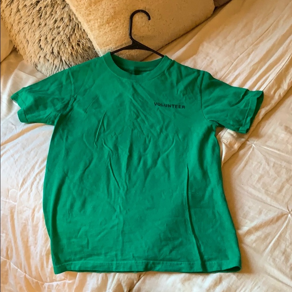green t-shirt